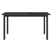 Tavolo da Giardino Nero 150x90x74cm in Alluminio e Vetro 312201