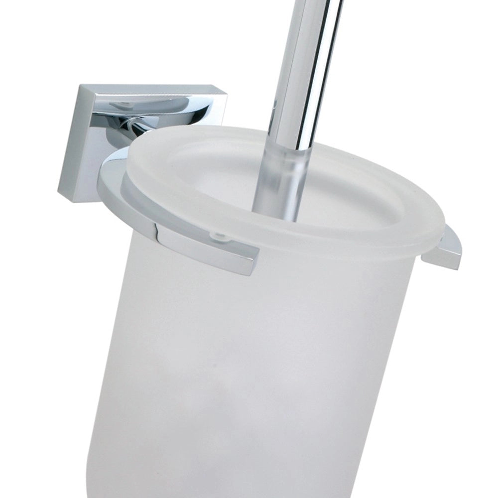 Smart - porta scopino cromato in vetro satinato