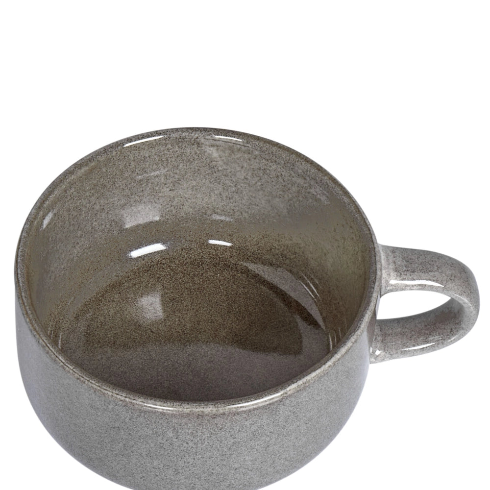Set di 4 tazze con piattini in gres grigio con finitura in smalto reattivo fatto a mano per il tè e il caffè Cucina Sala da pranzo