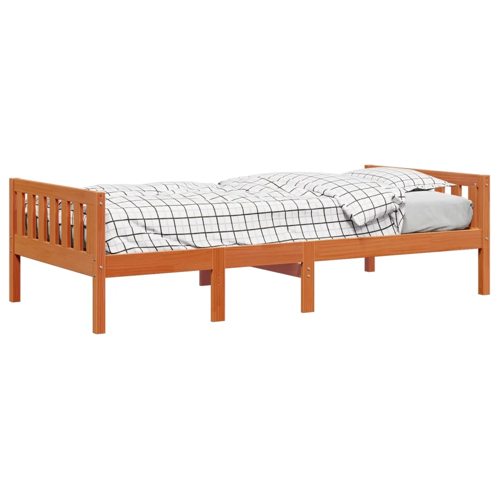 Letto Bambini senza Materasso Marrone Cera 80x200 cm Legno Pino