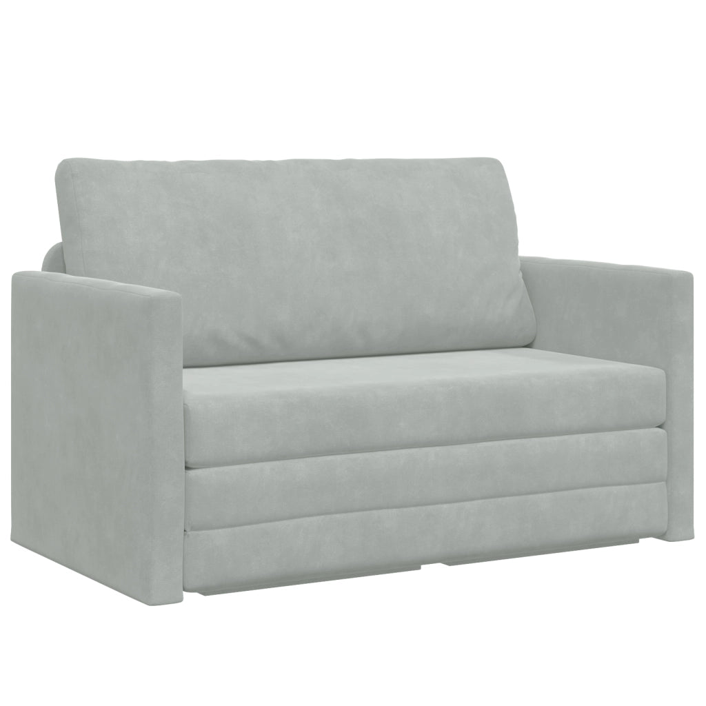 Divano Letto a Terra 2-in-1 Grigio Chiaro 124x204x61 cm Velvet