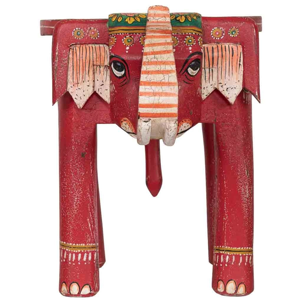 Sgabello in legno a forma di elefante multicolore 50x35x46 cm