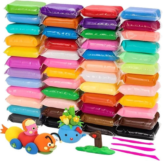 Set di argilla per bambini 48 colori - Assorbitore di umidità - Gioco creativo - Inoffensivo - 30 pezzi - Adatto per bambini dai 3 ai 12 anni - Argilla