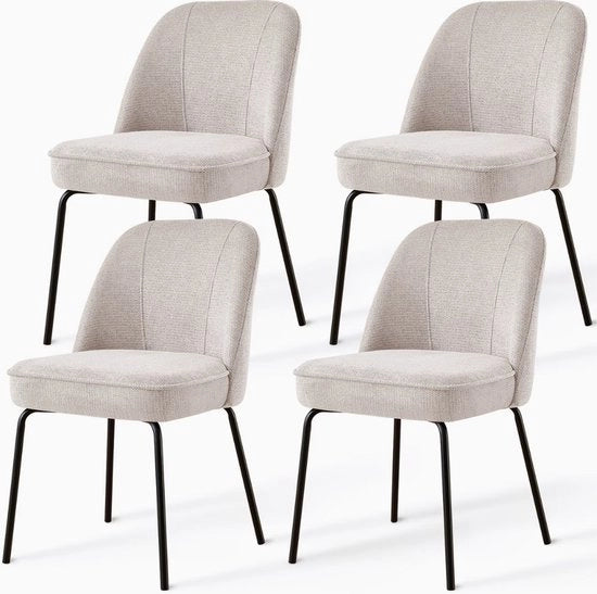Set di 2 di 4 Sedie da Cucina | Mix di Cotone-Lino | Soffice Spugna con Fili | Sedie per Cucina, Salotto, Ufficio e Area di Ricevimento