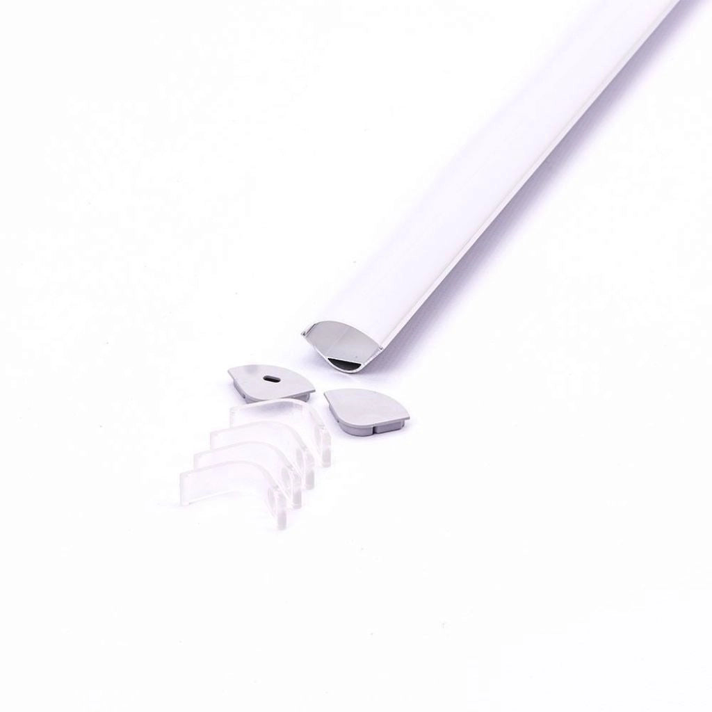 Kit di montaggio della striscia a LED con angolo di gesso lattiginoso in alluminio diffusore round 2000mm