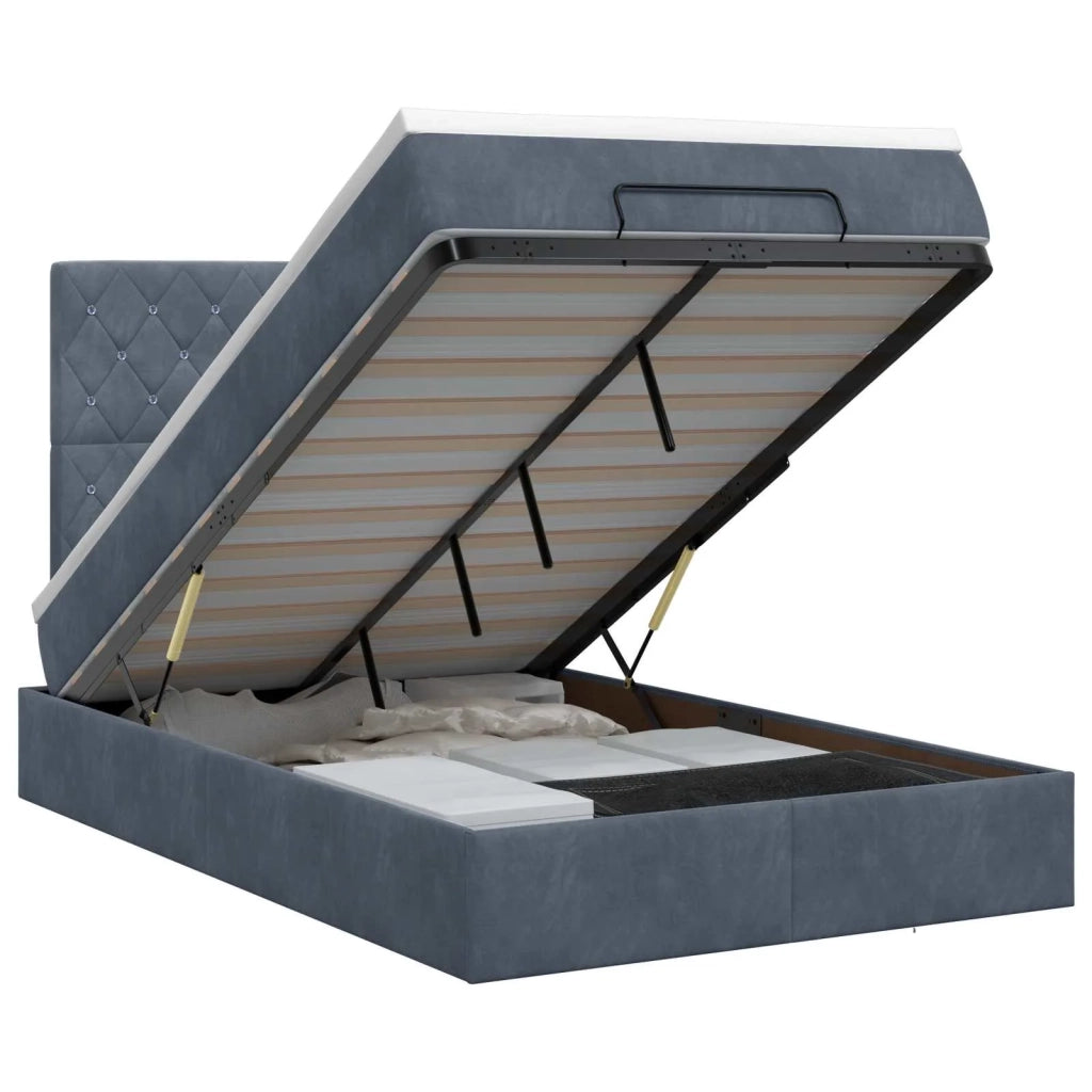 Letto ottomano con materasso Grigio Scuro 120 x 190 cm Velluto 3457636