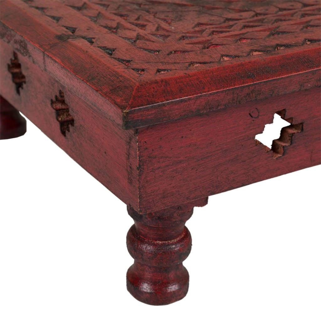 Tavolino in legno rosso 33x33x14h