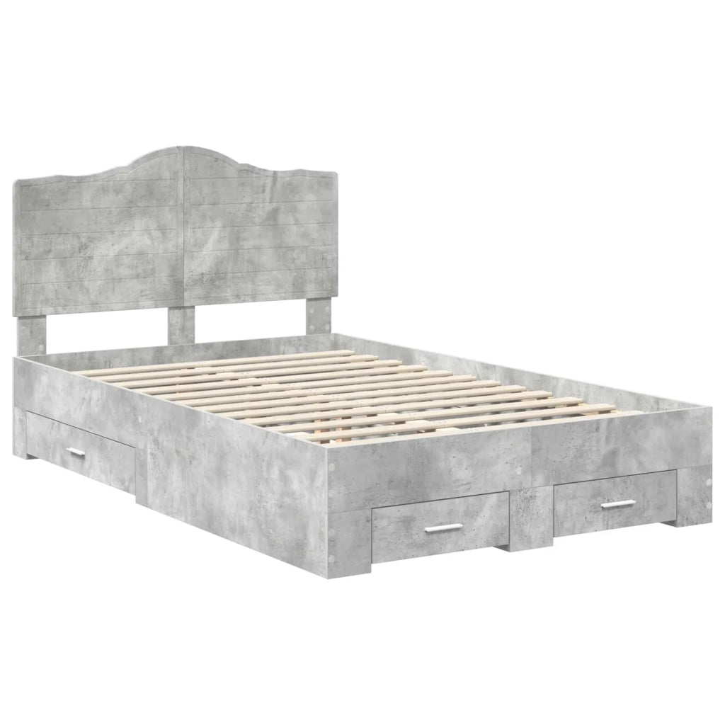 Struttura del letto con testiera Grigio cemento 120 x 190 cm