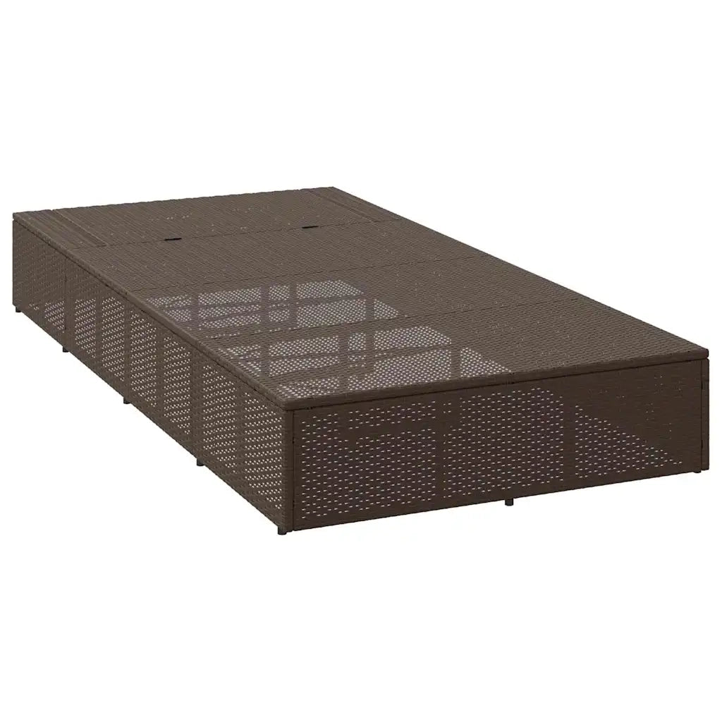 Lettino Prendisole | Sdraio da giardino | Lettino da sole con Cuscino Galleggiante Marrone Polyrattan