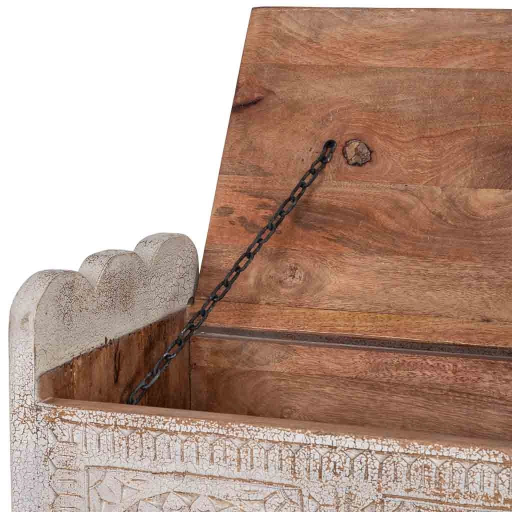 Baule in legno bianco e marrone artigianale 60x36x50 cm