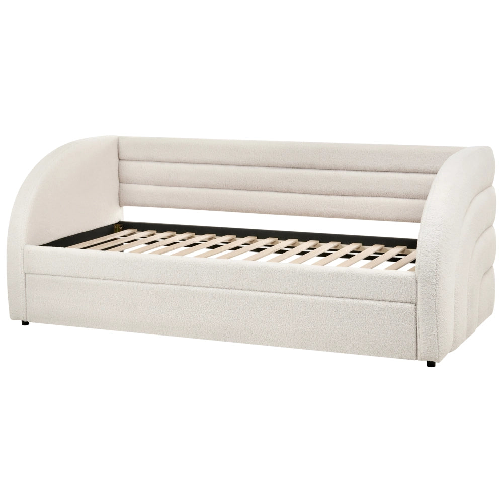 Letto a scomparsa 90 x 200 cm rivestito in bouclé bianco rete a doghe letto da giorno camera dei bambini camera degli ospiti