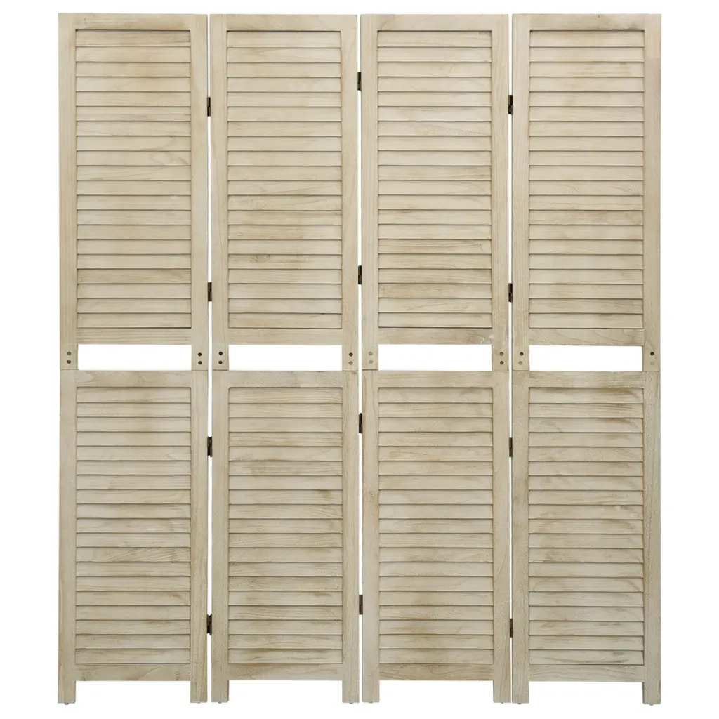 Divisorio a 4 Pannelli 140 x 165 cm Legno Massello di Paulownia cod mxl 68558