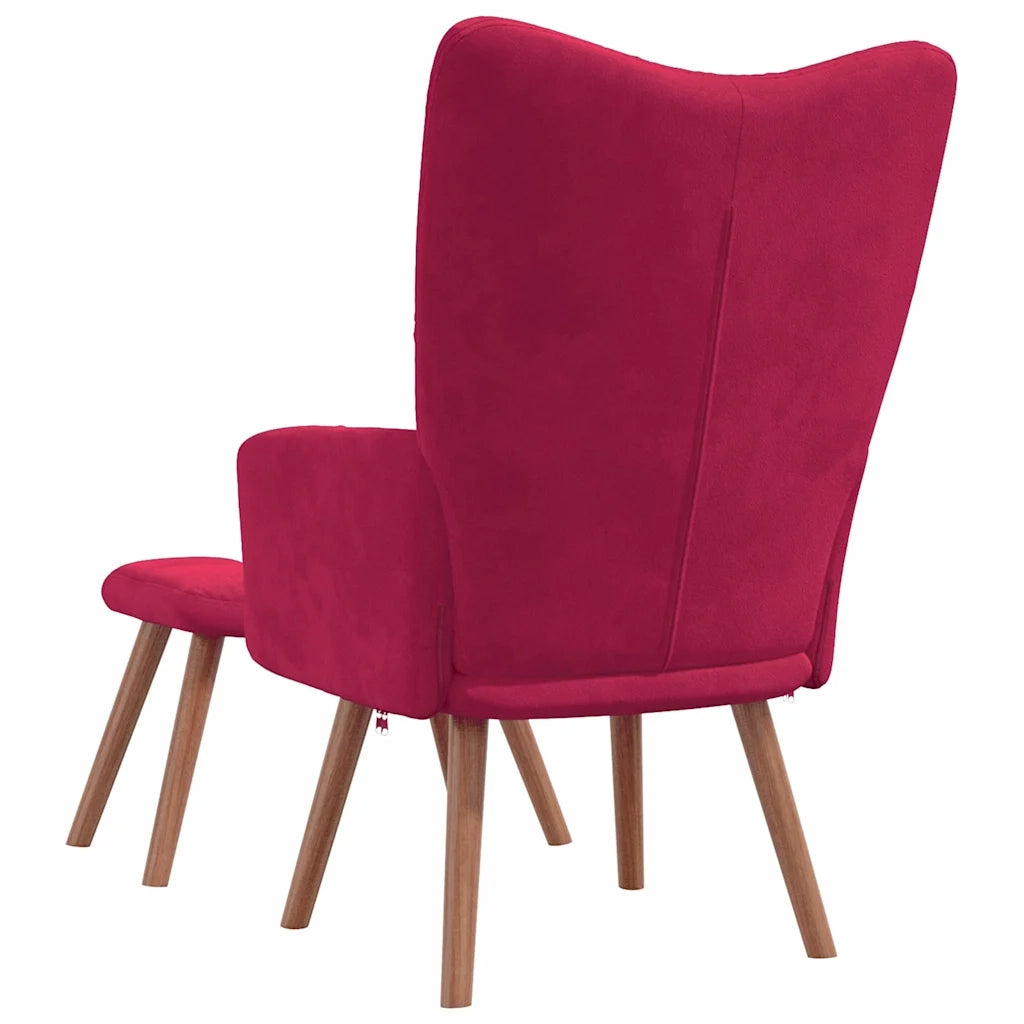 Divano Sedia-Poltrona Relax con Poggiapiedi Rosso Vino in Velluto 624754