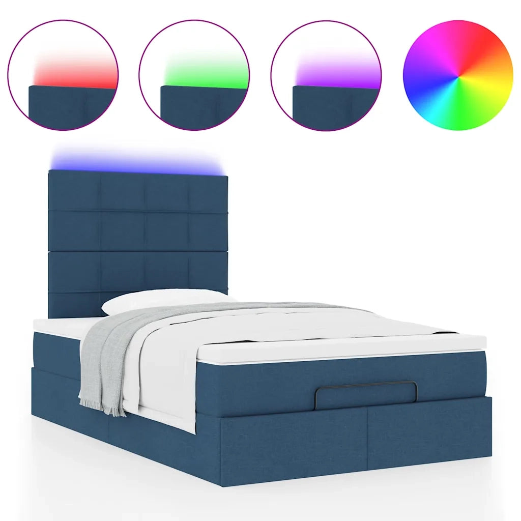 vidaXL Struttura Letto Pouf con Materasso Blu 120x200 cm in Tessuto