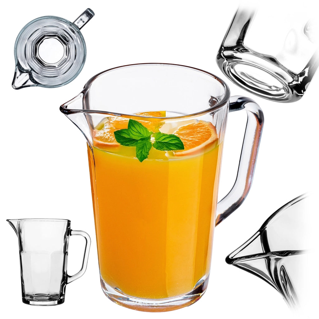 Caraffa in vetro KADAX per acqua, limonata, succo di frutta, 1 litro per acqua, bevande, composte.