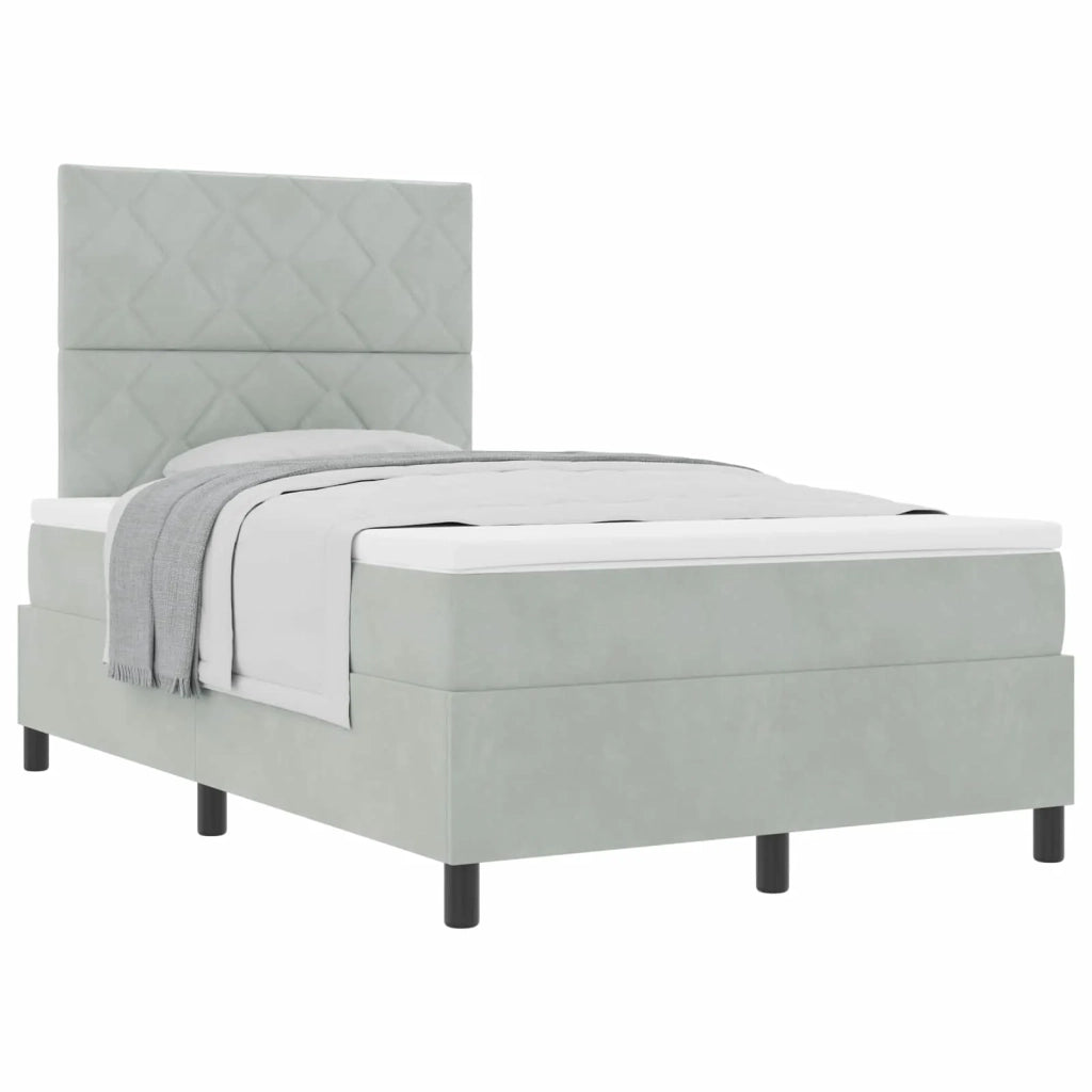 Letto a molle con materasso Grigio chiaro 120 x 190 cm Velluto 3339884