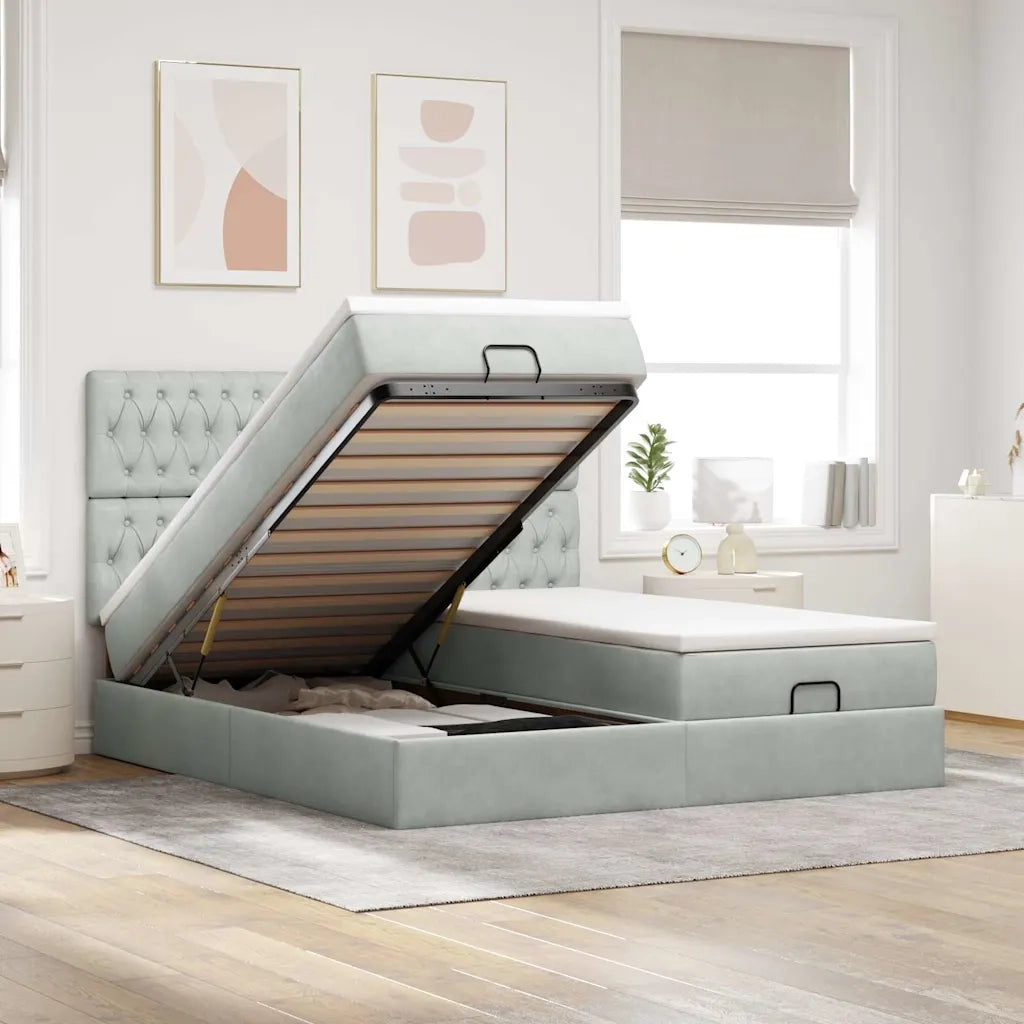Struttura Letto Pouf con Materassi 200x200 cm Velluto 3313796