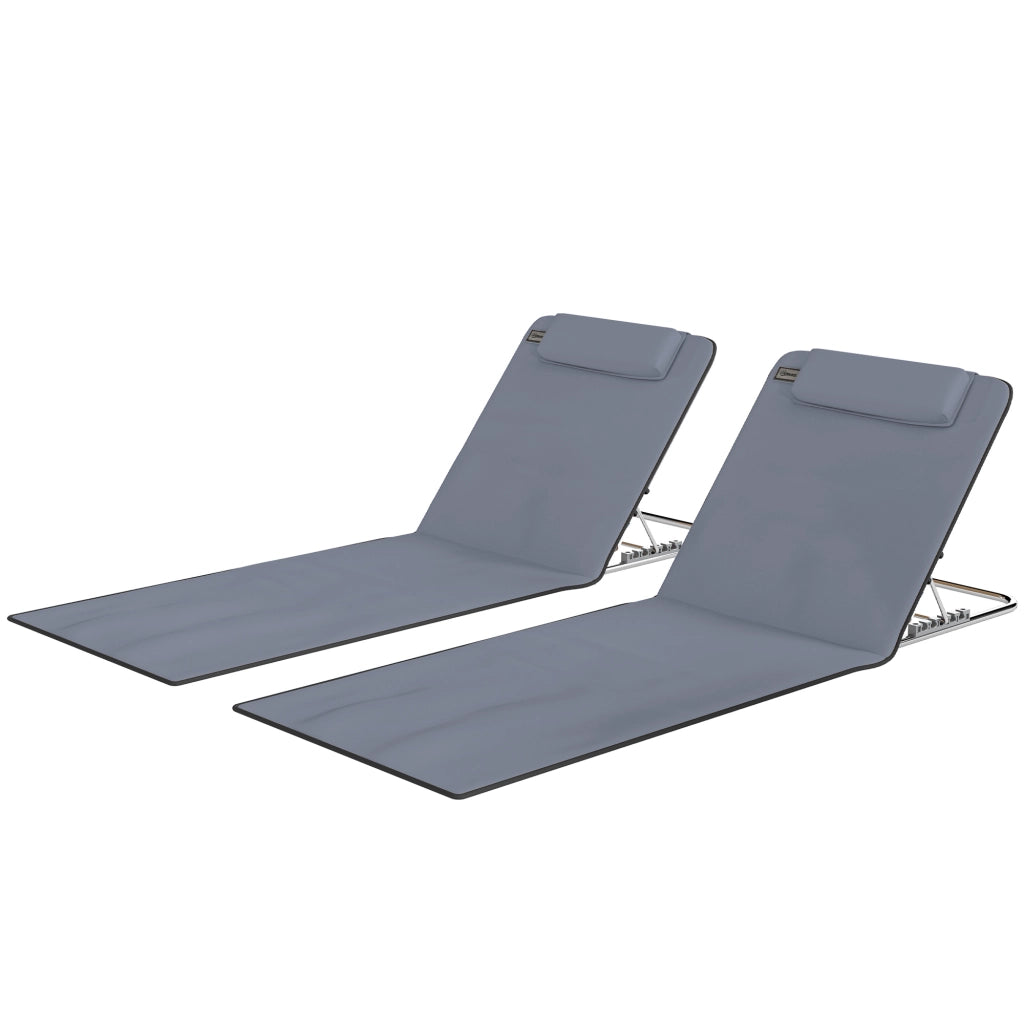 Divano 2 posti reclinabile con poggiatesta e custodia ¨C zephmum ¨C grigio 134x48x33-43 cm