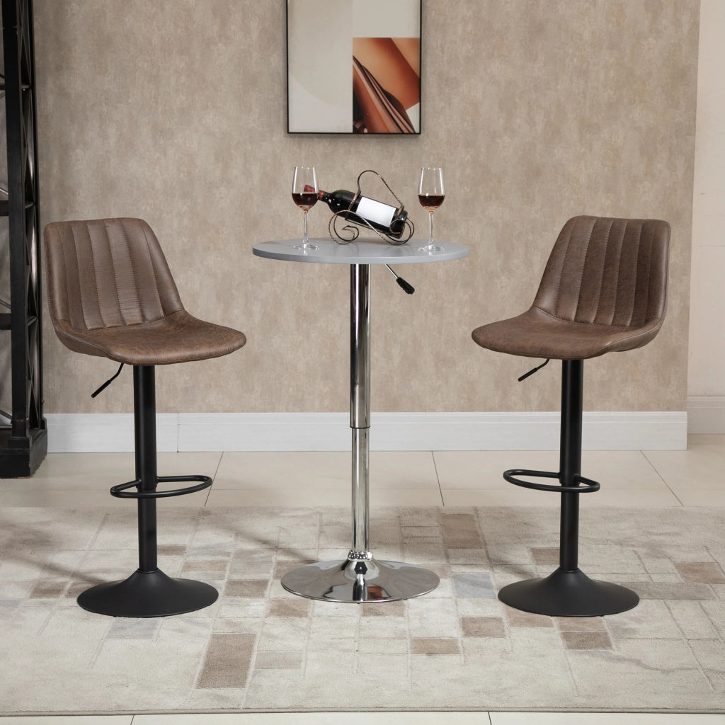Sgabelli da Bar Vintage 2 Pezzi ¨C zephmum ¨C Regolabili Girevoli con Poggiapiedi Marrone