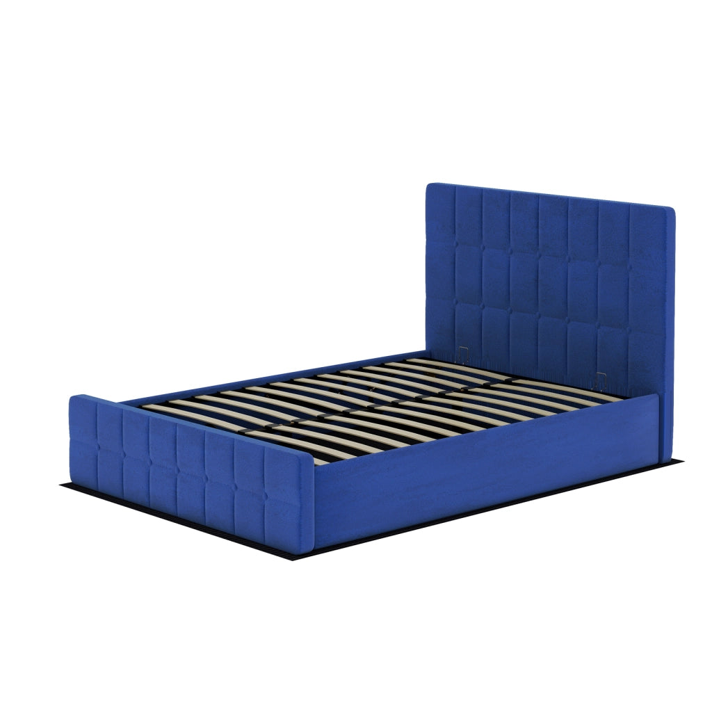 letto imbottito in velluto blu 140 x 200 cm