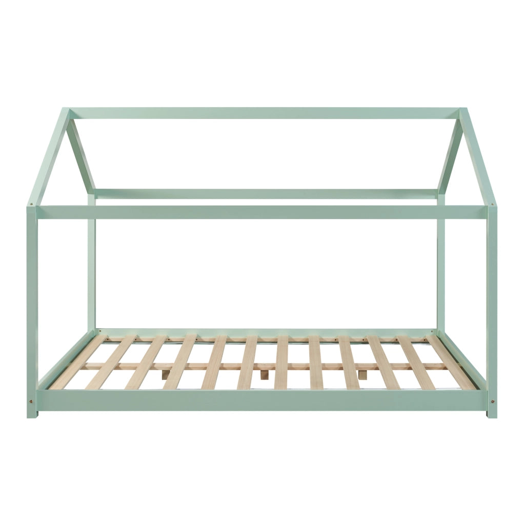 Letto per Cameretta Cerro a Forma di Casetta con Materasso 120 x 200 cm Menta Verde [en.casa]
