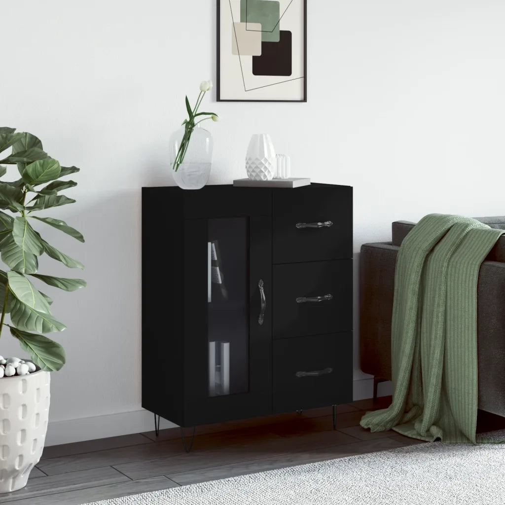 Credenza Nera 69,5x34x90 cm in Legno Multistrato 828037