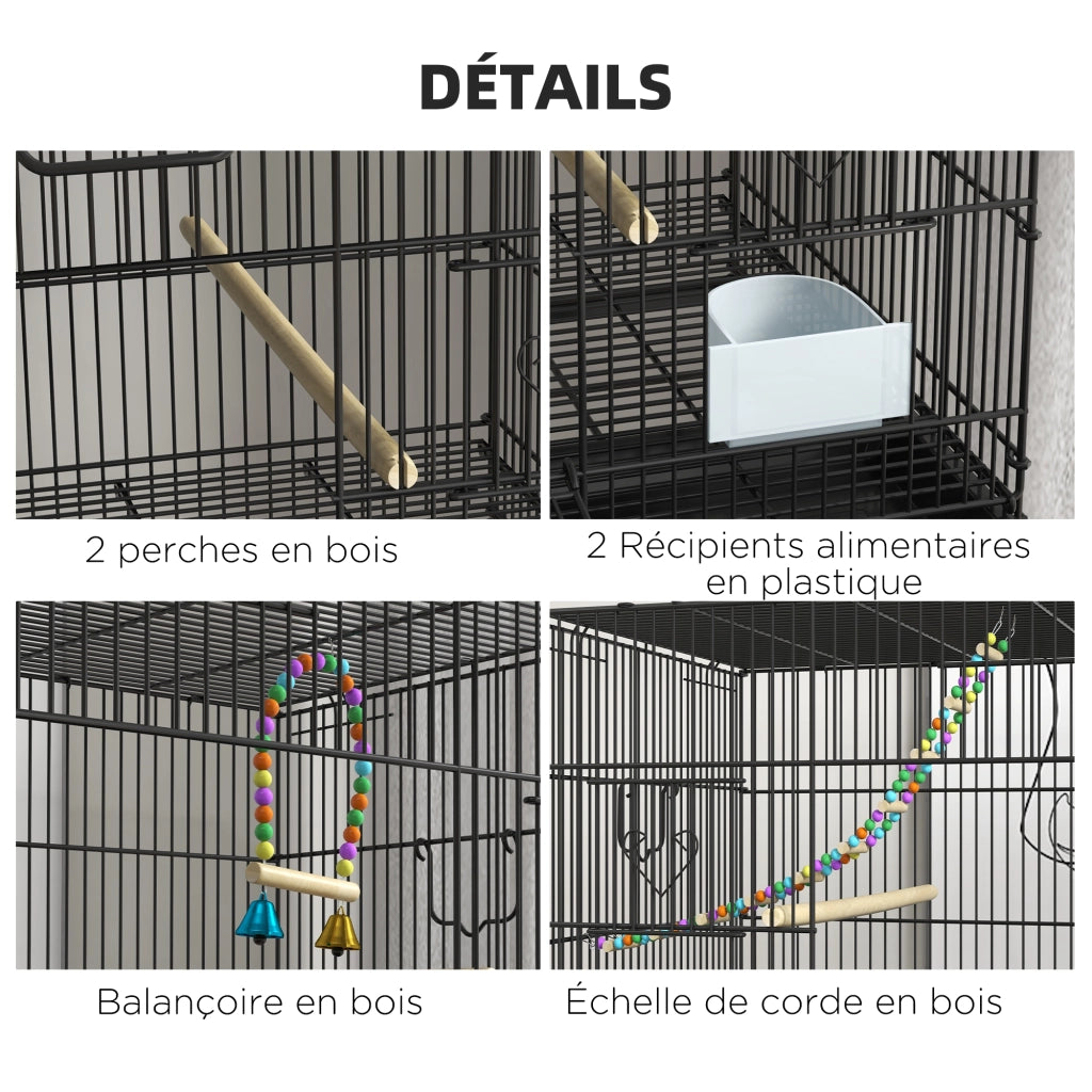 Tavolino da salotto con gabbia per uccelli ¨C zephmum ¨C nero 50x50x100
