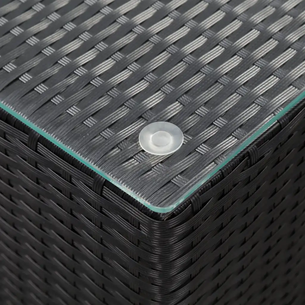 Tavolini Laterale 3 pz | Tavolo laterale con Piano in Vetro Neri in Polyrattan