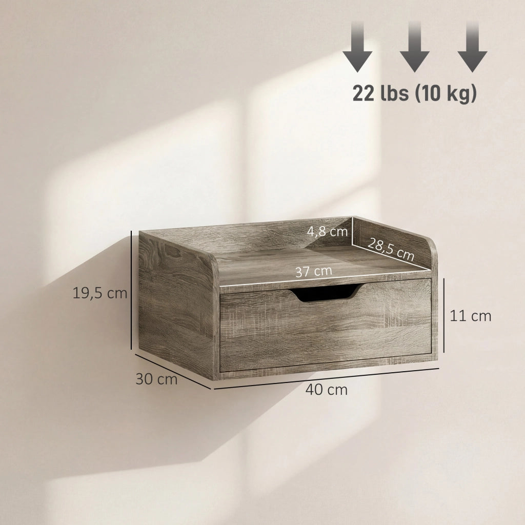Set 2 comodini da parete con cassetto ¨C Xylo ¨C Grigio 40x30x19,5 cm