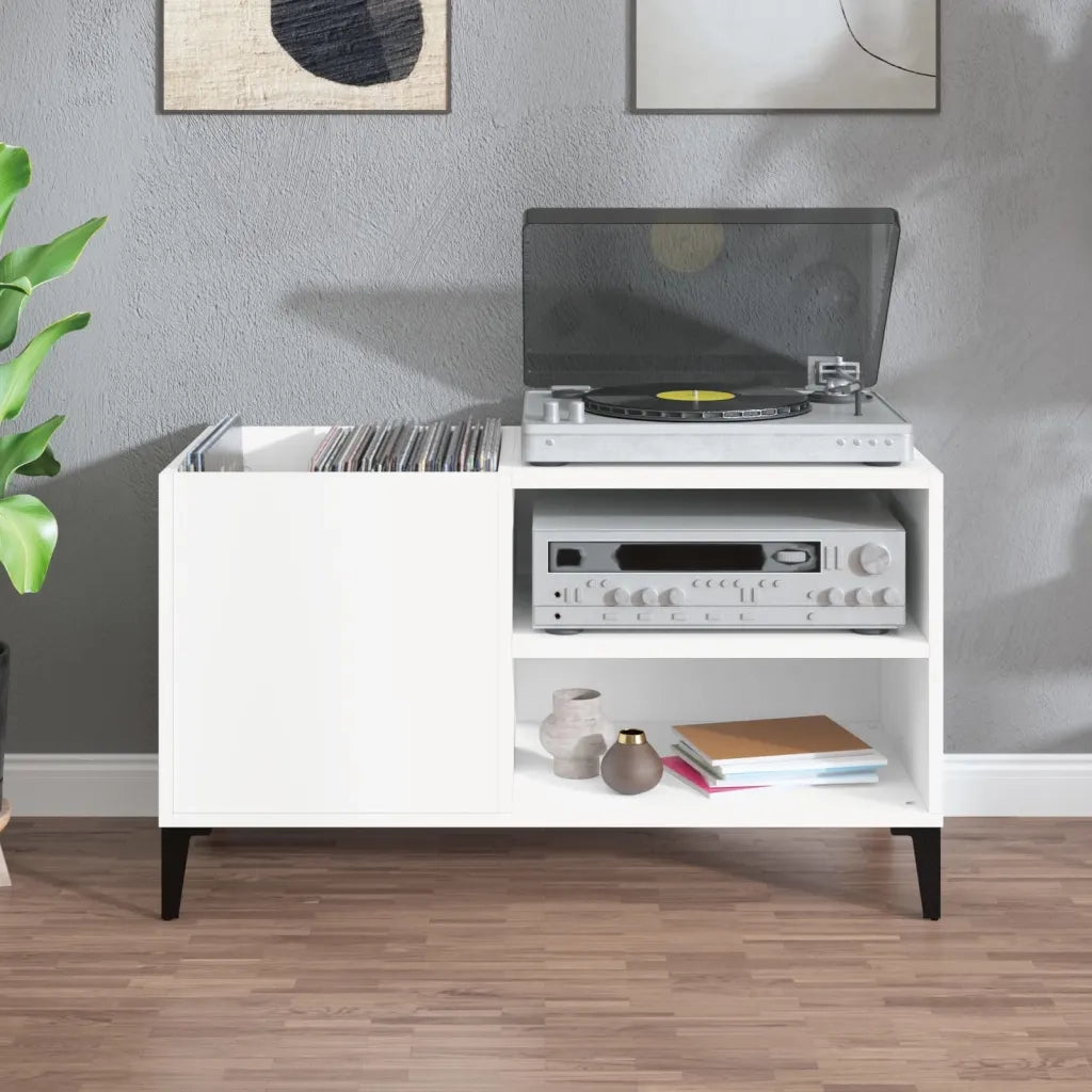 Mobile Porta Dischi Bianco 84,5x38x48 cm in Legno Multistrato 831949