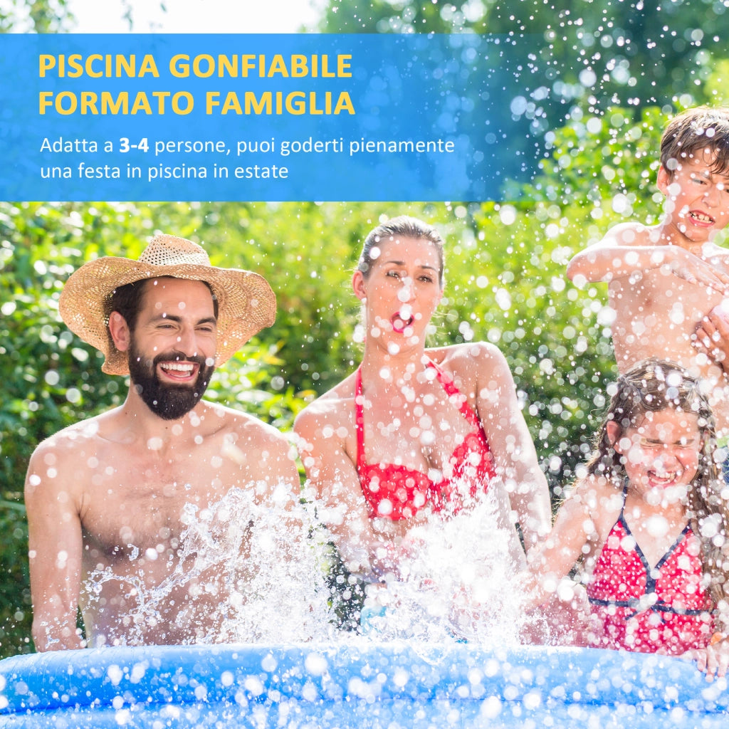EasyComfort Piscina Gonfiabile per 3-4 Persone in PVC con Pompa Manuale, Φ274x76cm, Blu