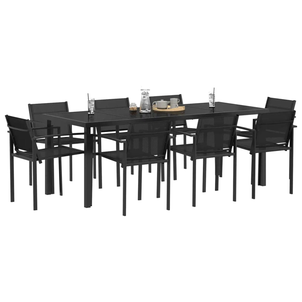Set di Mobili da Esterno 9 pcs Nero e antracite Textilene 3422884