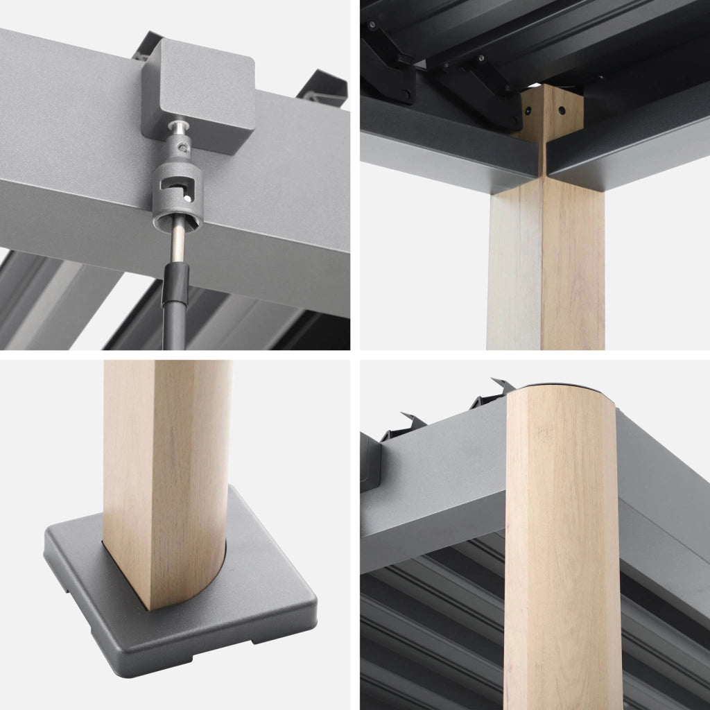 Pergola bioclimatica 3x3m in alluminio e acciaio, lamelle orientabili