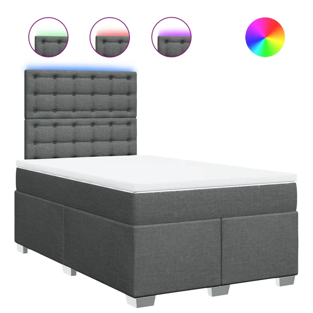 Giroletto a Molle con Materasso Grigio Scuro 120x190cm Tessuto
