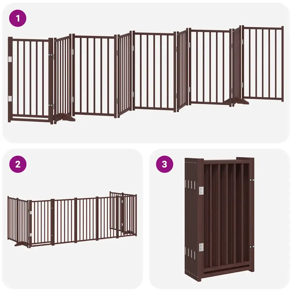 vidaXL Cancello Cani Porta Pieghevole Marrone 9 Pannelli 450cm Pioppo