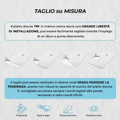 Piatto doccia semicircolare 100x100 beige riducibile su misura Ten