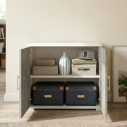 Serafinito, Armadio Multiuso 2 Ante un Ripiano Made in Italy, 90x66h cm Grigio Cemento