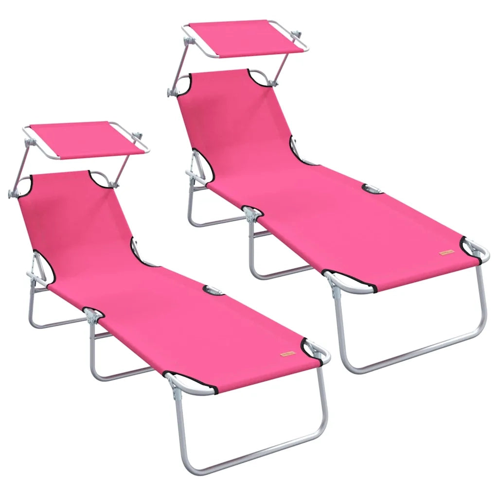 Lettino da sole 2 pcs Rosa 58 x 188 x 77cm Poliestere 42003066