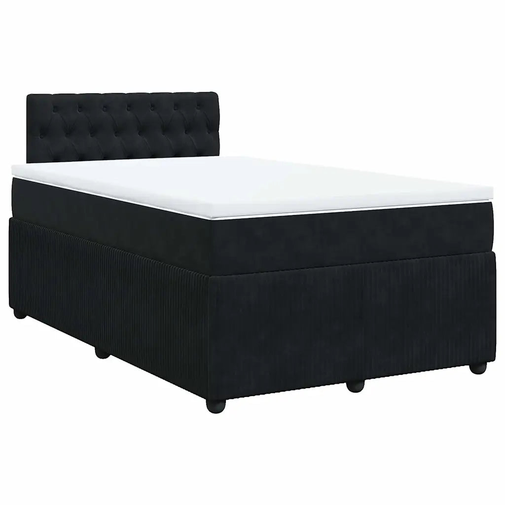 Giroletto a Molle con Materasso Nero 120x200 cm in Velluto 3290018