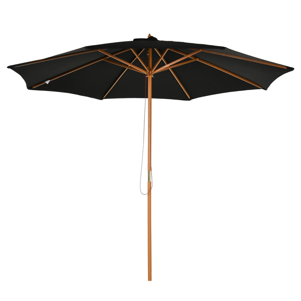 Ombrellone da Giardino 3 m ¨C zephmum ¨C Nero, Legno, Poliestere