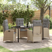 Set da Pranzo per Giardino con cuscino 5 pcs Beige polyrattan 3380515