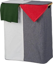 Wassorteeratore grande capacità - Contenitore per lavaggio a doppia vaschetta 110 l - 2 contenitori - Bamboe - Poliestere - Portatile - Grigio-bianco
