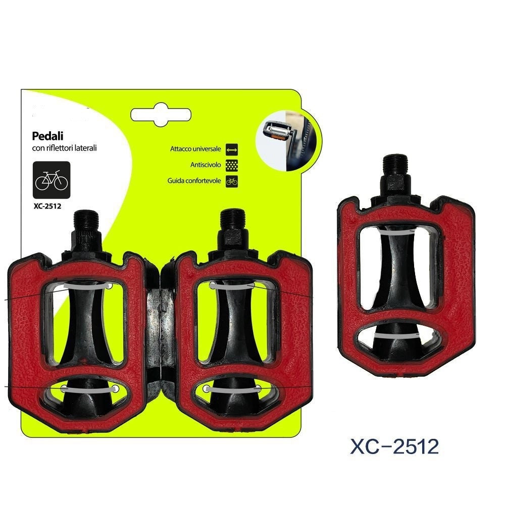 Trade Shop - Coppia Pedali Per Bicicletta Con Riflettori Laterali Attacco Universale Xc-2512 -