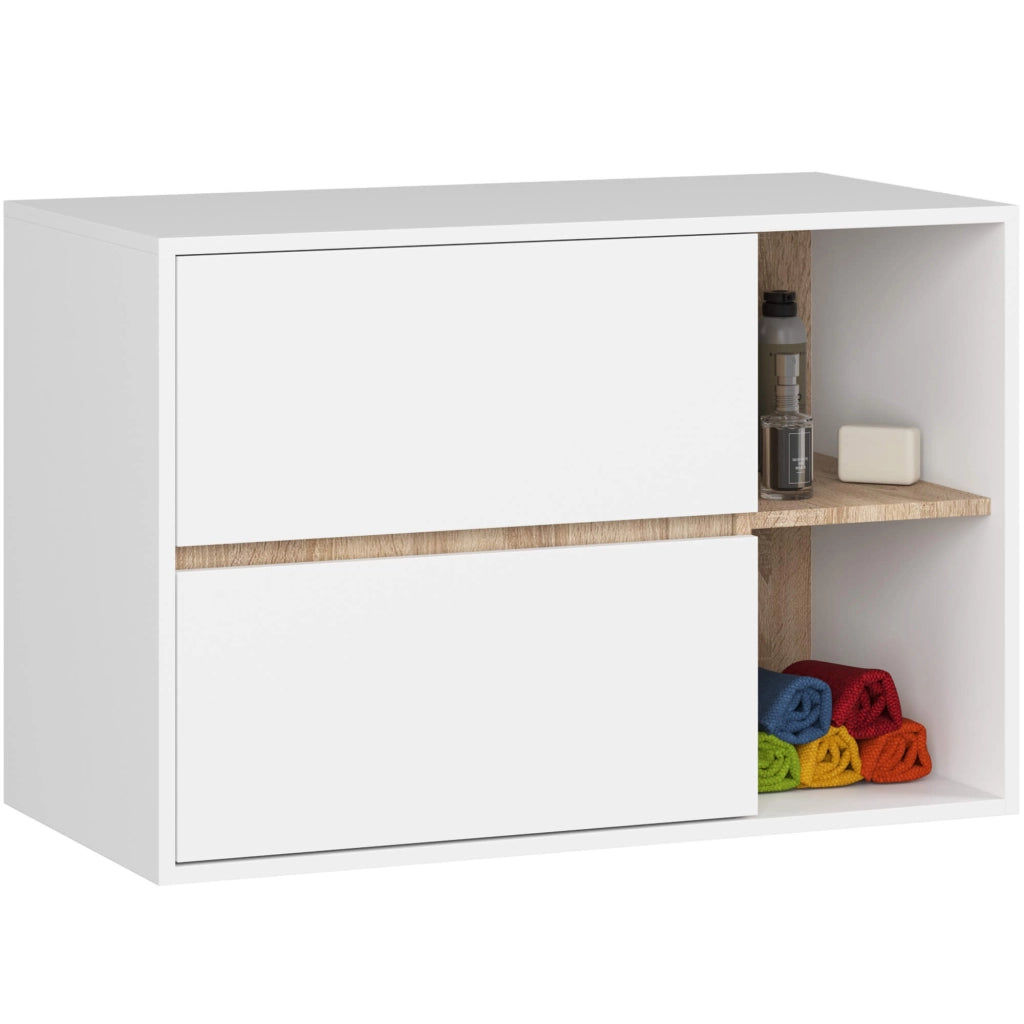 Set di mobili da bagno sospesi VAMI in Bianco con colore interno Sonoma Quercia