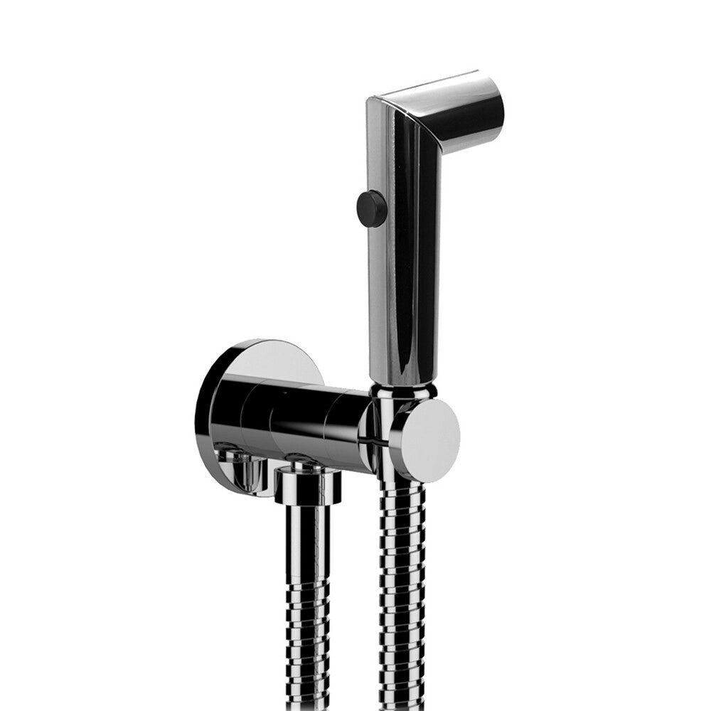 Kit doccetta in ottone shut-off e idroscopino tondo cromo doppia funzione