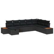 Set Divano da Giardino con cuscino 8 pcs Nero polyrattan 3359655