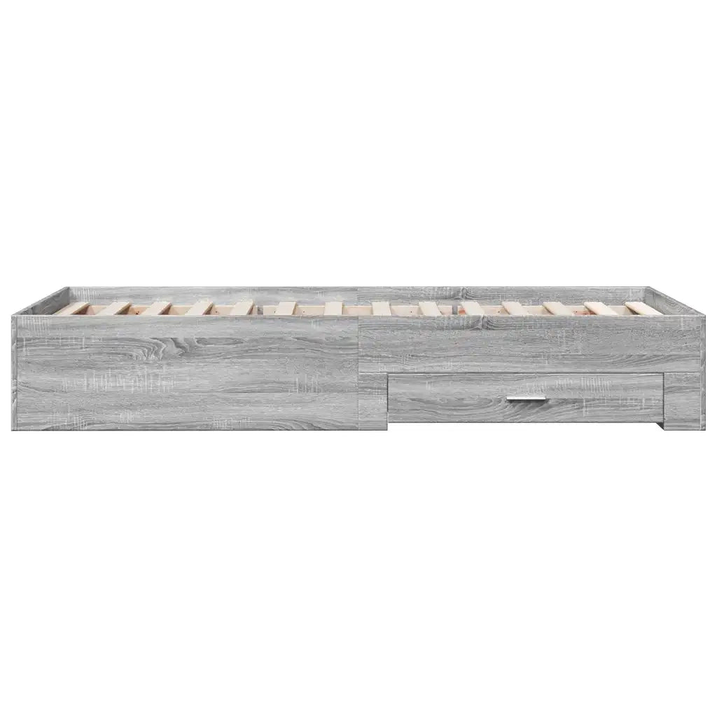Giroletto Cassetti-Struttura Letto con contenitore Grigio Sonoma 90x190 cm Legno Multistrato 365288
