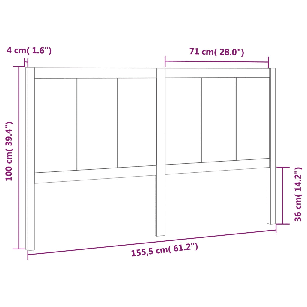 Testiera per Letto 155,5x4x100 cm in Legno Massello di Pino 818095