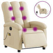 Poltrona Reclinabile Massaggiante | Sedia Relax Elettrica Crema in Tessuto