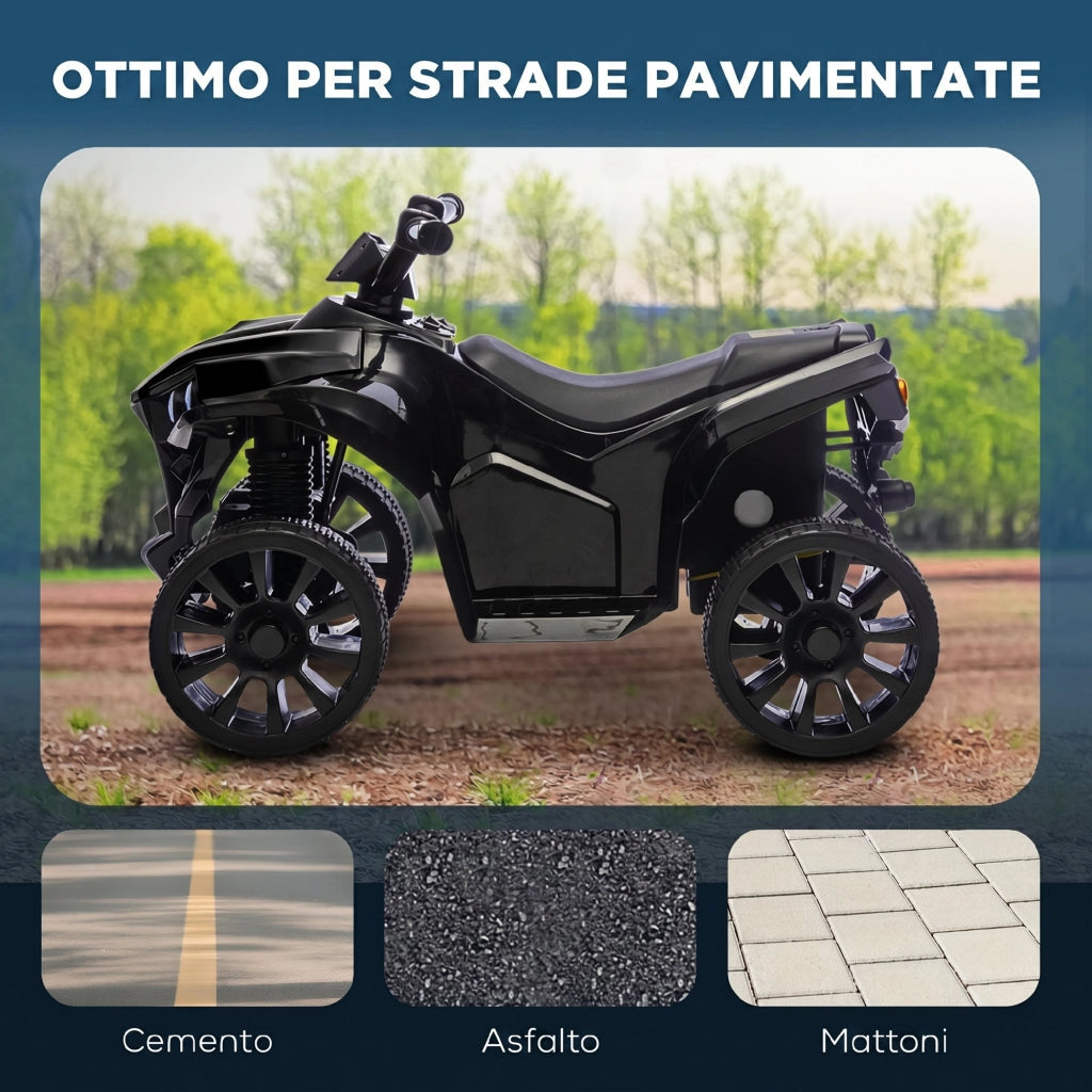 Quad Elettrico Bambini ATV ¨C zephmum ¨C Nero, LED, Batteria 6V, 3-6 Anni